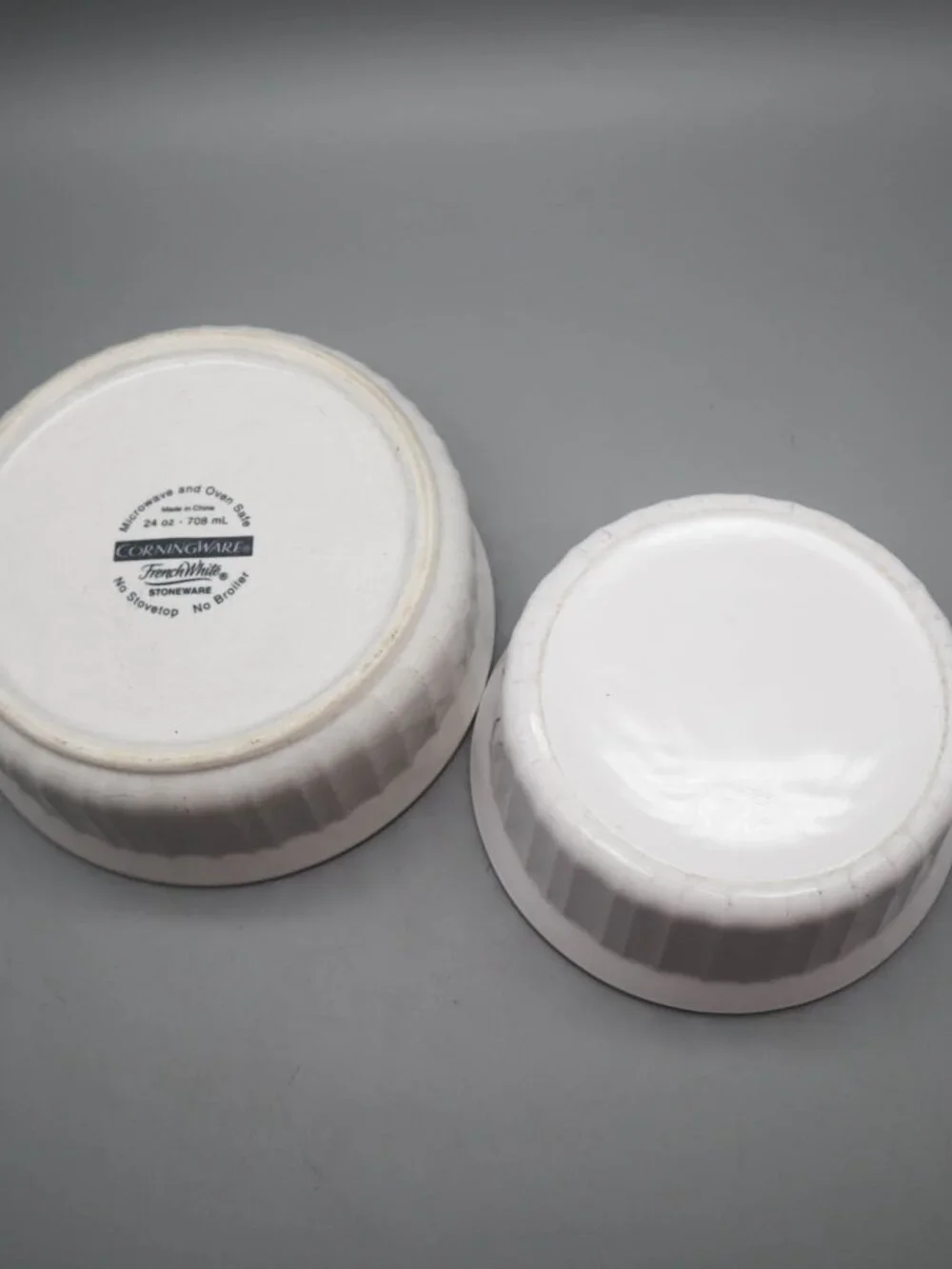 Lot of 2 Corning Ware French White Round Casserole Set Baking Dish F-16-B F-24-B